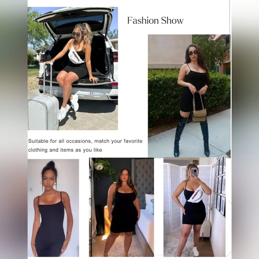 Popilush Women's Black Black Summer Shapewear Tummy Control Bodycon Dress Size M - Picture 2 of 8